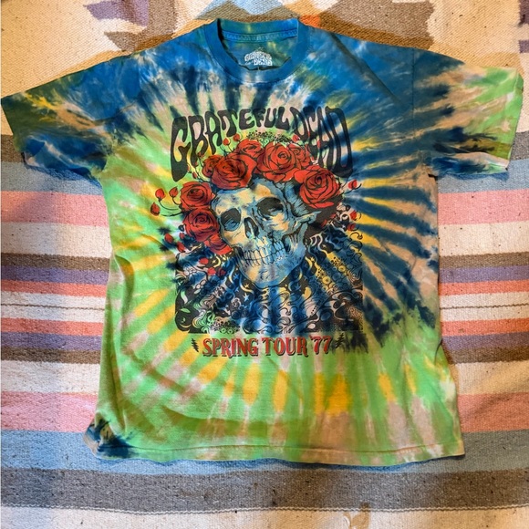 Grateful Dead Shirt Mens Large Tie Dye Spring Tour '77 Skeleton Roses 2020 - Picture 1 of 7